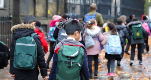 Three 4-year-old children walk out of nursery school alone 